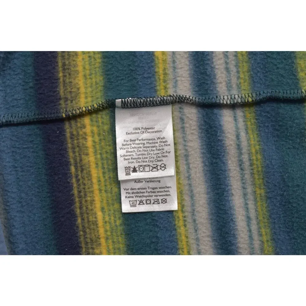 Eddie Bauer Men XL Blue Striped Fleece Snap-T Pullover Sweater Horizontal Stripe - Picture 7 of 8